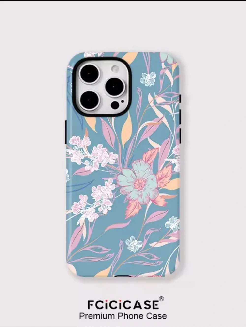 Blue Floral Phone Case - Elegant Protective Cover for iPhone 16 pro